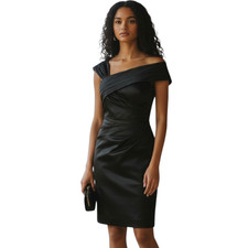 Mori Lee Womens Dress Size 8 Black One Shoulder Cocktail Party Wedding Guest