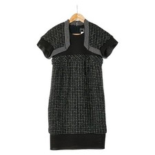 Chanel Dress Short Sleeve Tweed Mesh Size 38 P45948W05299 Black Multicolor Used