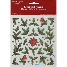 Tattoo King SK129MC-1291 Multicolored Stickers-Holly Berries  Birds