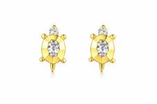 14k Yellow or White Gold Turtle CZ Stud Earring