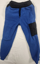 Athletic Works Boys Fleece Jogger Pants Blue Black M 8 Elastic Waist Pockets