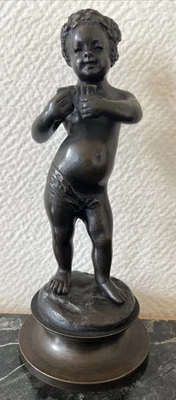 antique sculpture statue bronze by CLODION putti joueur flûte pan 19éme xixéme - Photo 1/4