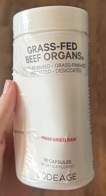 CODEAGE Grass-Fed Beef Organs, 180 Capsules, Exp-5/28/26