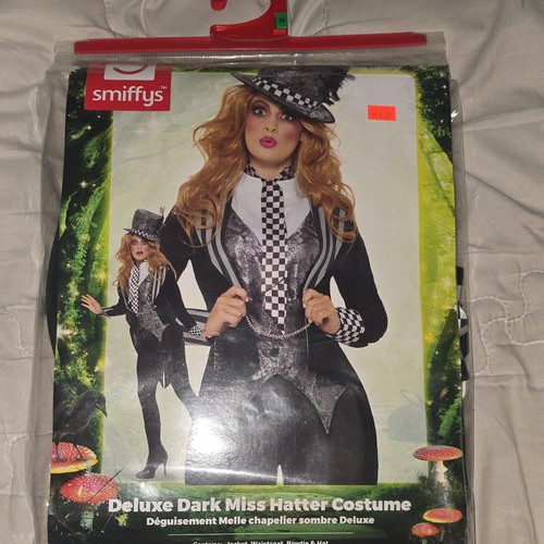 Smiffys Deluxe Dark Miss Hatter Mad Hatter Costume Complete Outfit, M, Black
