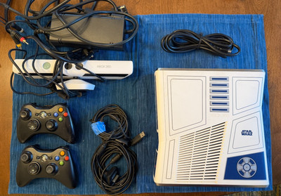 Xbox 360 S Star Wars R2-D2 Limited Edition Console + White Kinect Tested Working