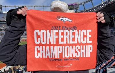 DENVER BRONCOS 2025 2026 RALLY TOWEL Playoff MILE HIGH Vs patriots