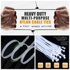 100 - 800 pcs 4" USA INDUSTRIAL WHITE WIRE CABLE ZIP UV NYLON TIES WRAPS