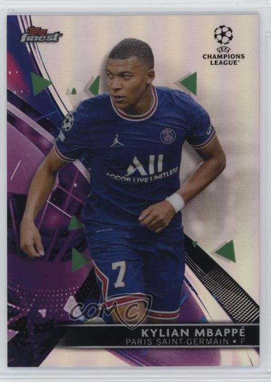 2021 Topps Finest UEFA Champions League Refractor Kylian Mbappe Mbappé #50 02l6