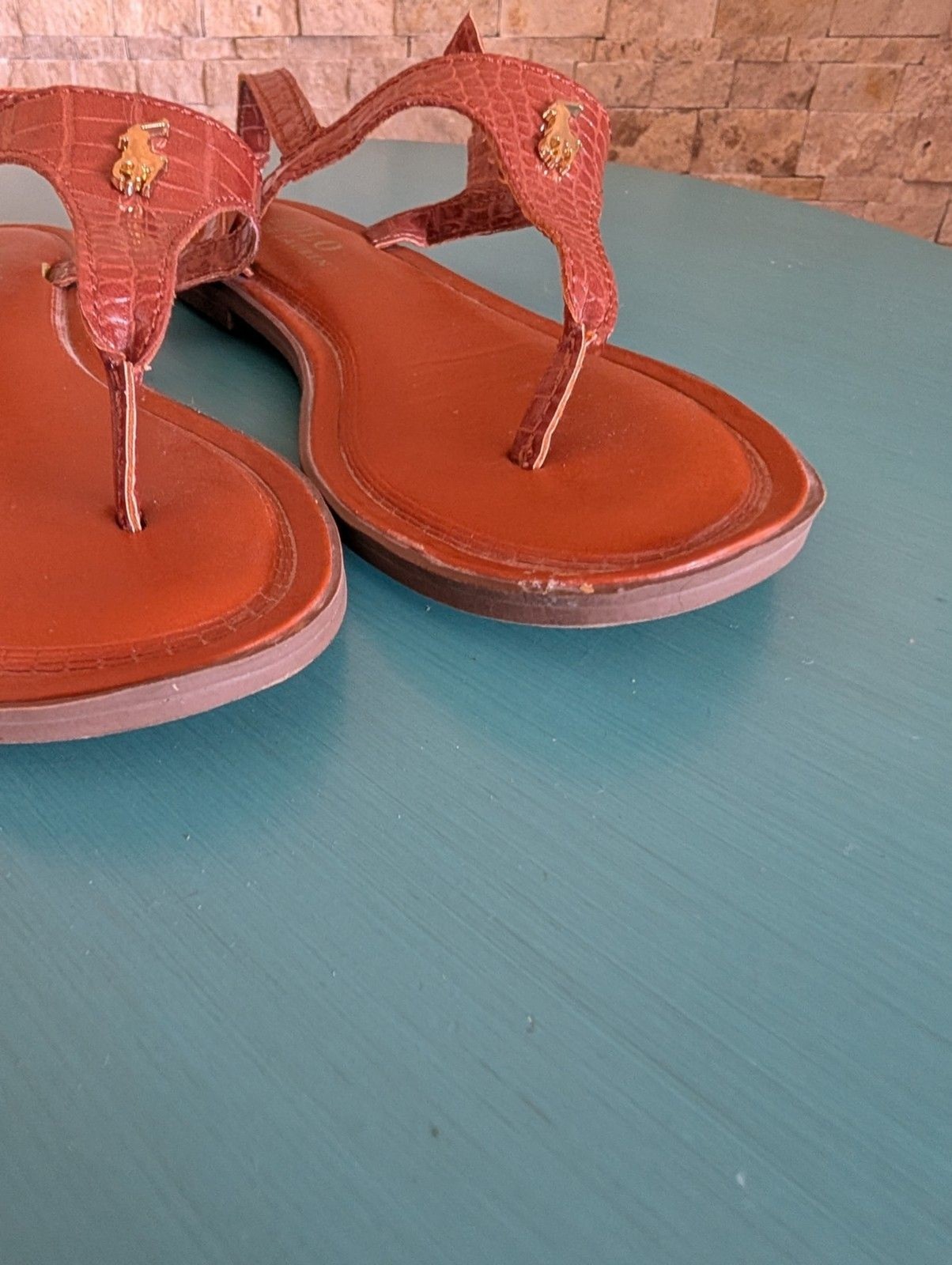 Polo Ralph Lauren Tierney Girls Faux Leather  Sandals Preppy Classic Kids Sz 13 image 6