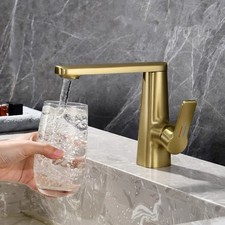 Brushed Gold Bathroom Mixer Taps Basin Tap Wash Sink Lever Modern High Quality