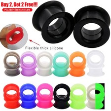 Pair Thick Silicone Ear Plugs Soft Tunnels Flesh Gauges Stretchers 2g-1 Inch Pair Thick Silicone Ear Plugs Soft Tunnels Flesh Gauges Stretchers 2g-1 Inch