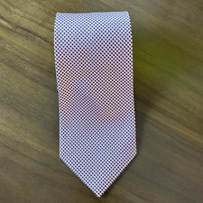 TOMMY HILFIGER Mens Tie Imported Silk USA Made Checkered Silver & Black Woven