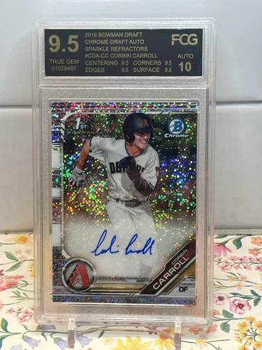 2019 Bowman Draft Corbin Carroll Sparkle Refractor Auto /71 FCG True Gem 💎