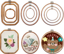 9 Pcs Embroidery Hoop Frame Set Decorative Imitated Wood Embroidery Hoop Display
