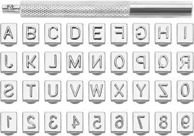 Yoption 36Pcs Leathercraft Metal Letter and Number Stamps Punch Set Tool, 26 Let