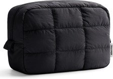 Quilted Makeup Bag for Women Girl, Puffer Travel Cosmetic Bag Puffy Make up Bag