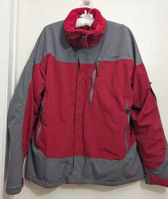 Solstice MicroShed Rain Jacket Coat Gray Red Outdoor Sz Large Hunting Zippered