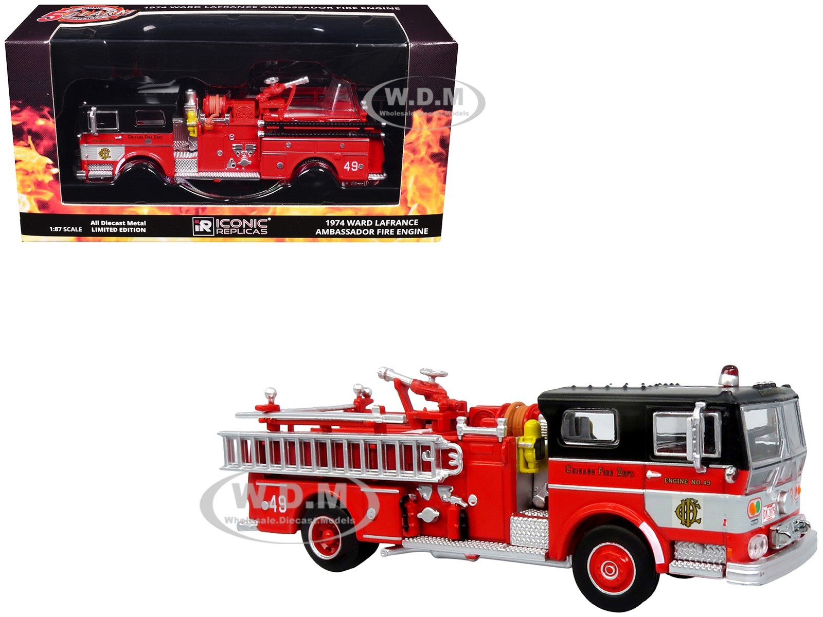 1974 WARD LAFRANCE FIRE ENGINE CHICAGO FD 1/87 BY ICONIC REPLICAS 87-0648