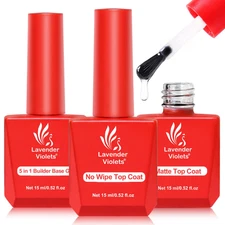 3Pcs 15Ml Top Coat Base Coat Set for Gel Nail Polish, 5 in 1 Builder Base Gel No