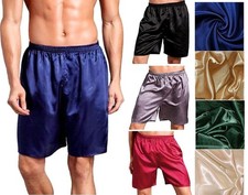 Men's Satin Boxer Short Pajama Bottom Underwear Elastic Waist Lounge Homewear
