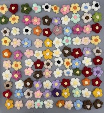 100 Pcs Crochet Flowers Applique Flowers for Craft Sewing Multicolour 1.5  