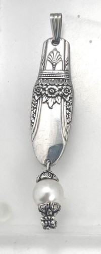 Unique Silver Pendant with Dangle Faux Pearl - Picture 5 of 5