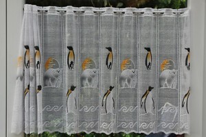 Scheibengardine Bistrogardine Meterware Nach Mass Pinguin Eisbar Hohen 50 60 90 Ebay