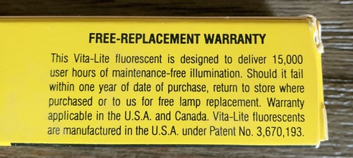 Vintage Vita-Lite F15T8 15w T8 18" Full Spectrum Fluorescent Bulb - Picture 6 of 6