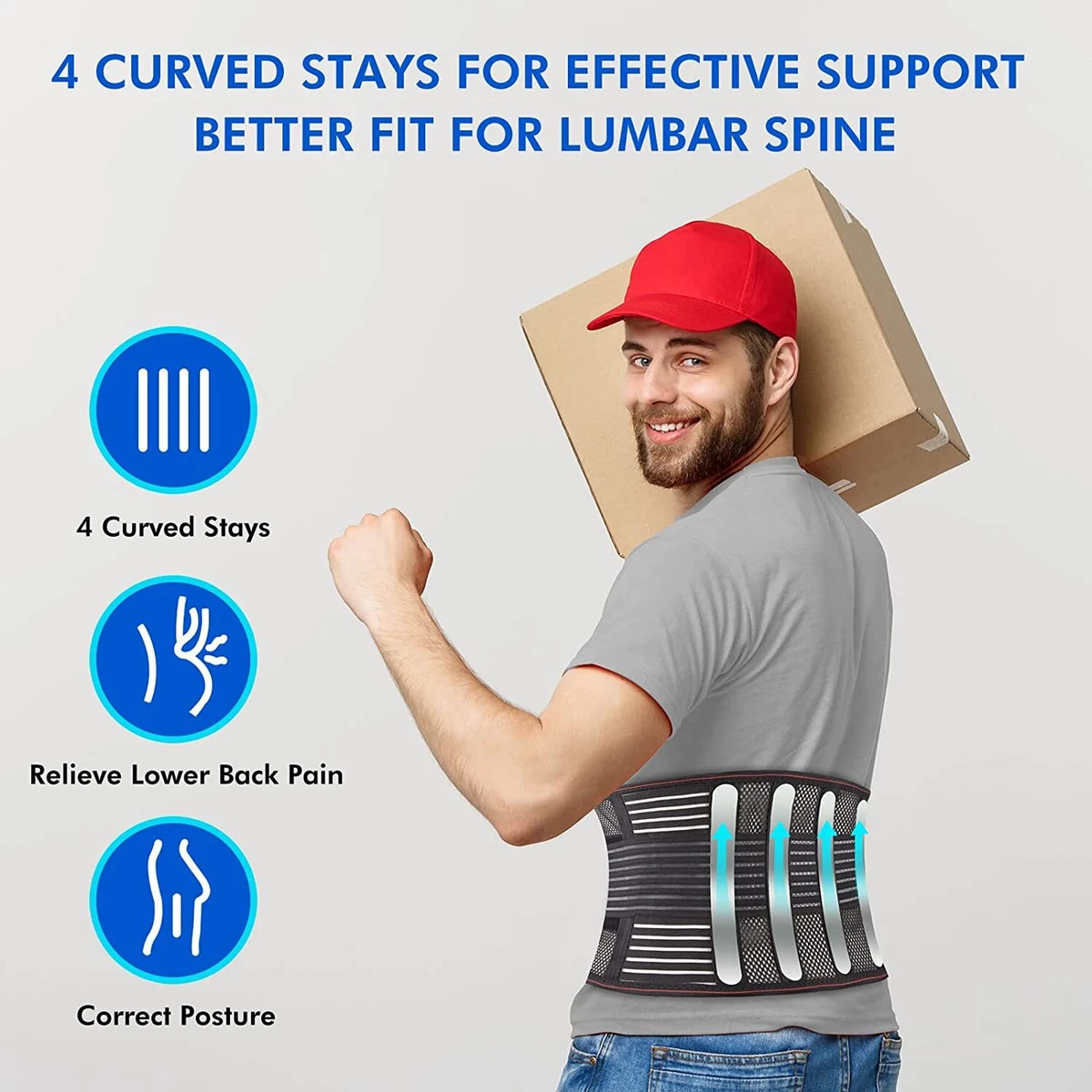 Back Brace for Lower Back Pain Relief Sciatica Breathable Lumbar Support  Belt UK