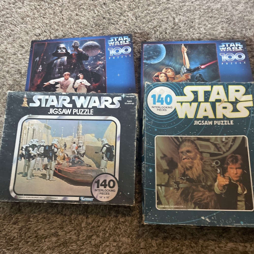 Vintage Star Wars Puzzles Lot Of 4 Collectible 100 And 140 Piece