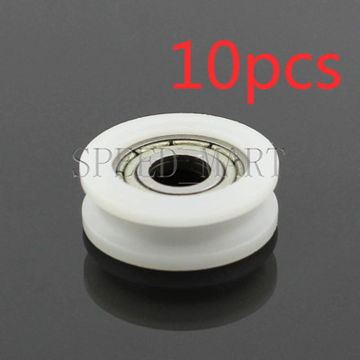 10 pcs U Nylon plastic Embedded 604 Groove Ball Bearings 4*15*6mm Guide Pulley