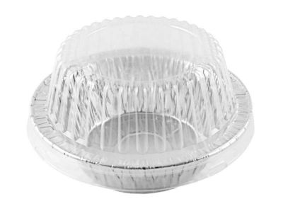 Durable 5 3/4'' Deep Aluminum Foil Pot Pie Pan Baking Tin w/Clear Dome Lid 