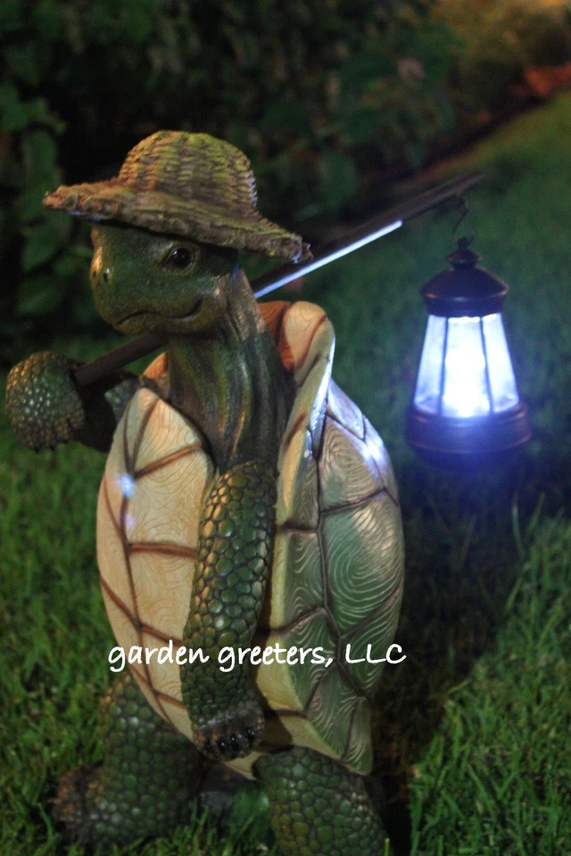 ESTATUA DE JARDÍN TORTUGA CON LINTERNA SOLAR, TORTUGA CON LUZ SOLAR FIGURA Foto 2 de 3
