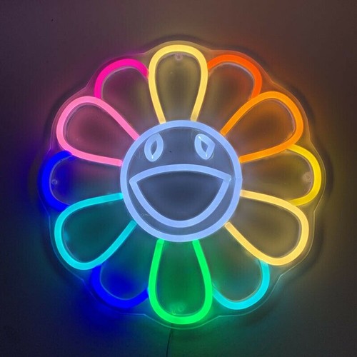 20" Smile Flower Sunflower LED Neon Light Sign Party Art Living Room Wall Decor - Picture 3 of 8