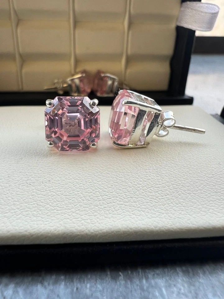 Pendiente de morganita suelto de color rosa natural corte Asscher piedras preciosas 10x10 mm Foto 3 de 4