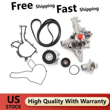 Water Pump Thermostat Tensioner Belt Kit For Mercedes Benz E320 Clk320 1998-2003