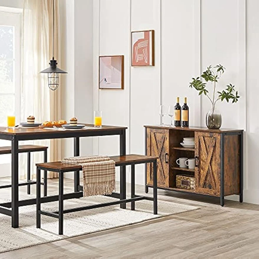 VASAGLE Dining Bench, Pair of 2, Industrial Style, Steel Frame, for Kitchen,  Foto 2 de 4