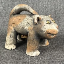 Vintage Unique Cat Pottery Sculpture Bank by Little Mountain Pottery (READ)