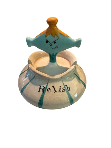 Vintage 1959 Holt Howard Pixieware Relish Condiment Jar Lid Spoon