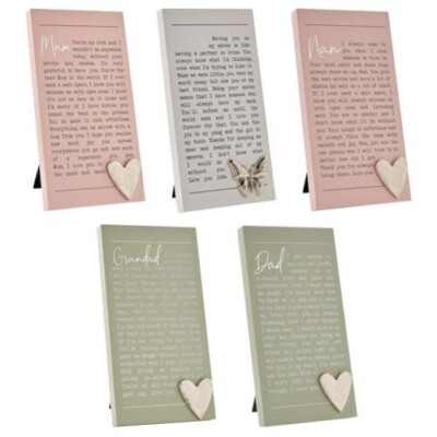 Moments Standing Plaque with Sentiment Wording Gift Boxed - Choose Design