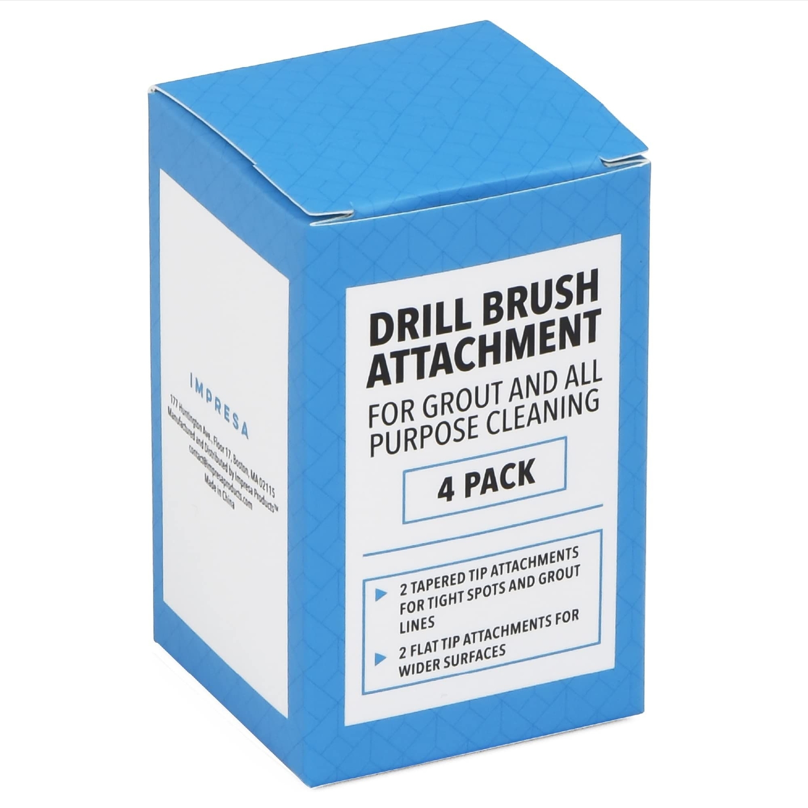 [4 Pack] .75 W Drill Brush Attachment Set - 2 Tapered & 2 Flat