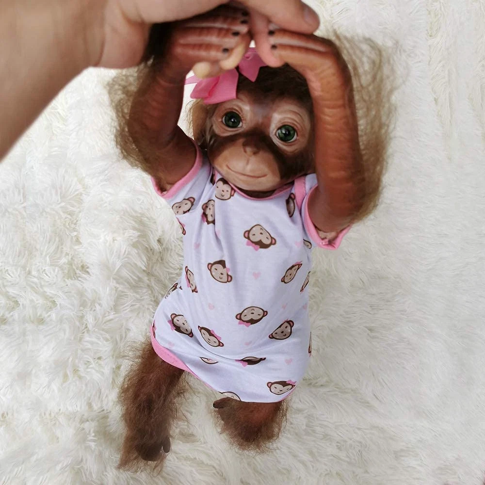 FBBD 46CM Reborn Monkey Baby Orangutans Lifelike Soft Touch Cuddly Soft  Body Doll Collectible Art Gifts