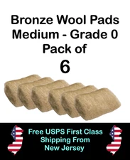 BRONZE WOOL 6 PADS MEDIUM GRADE FOR MARINE AUTOMOTIVE & RV CLEANING & SANDING