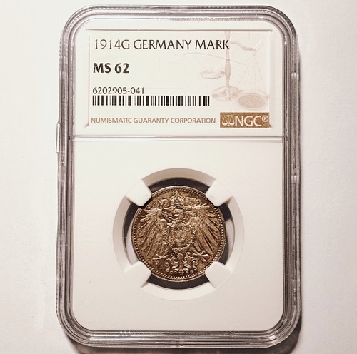 NGC MS62 - Germany (Empire) 1 mark 1914 G coin (SILVER!) - Picture 3 of 4