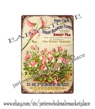 1899 Seed annual Detroit Mich D.M. Ferry sweet pea metal tin sign retro tins