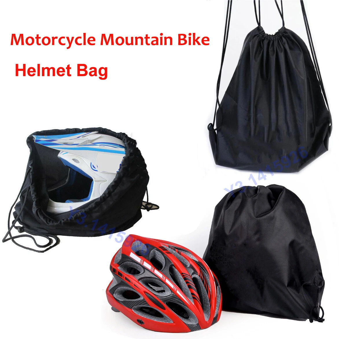 Universal Motorcycle Mountain Bike Helmet Lid Protect Bag Black Draw Helmets Bag