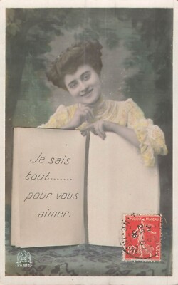 CP SMILING WOMAN OPEN BOOK I KNOW EVERYTHING TO LOVE YOU