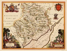 Historic Map - Monmouthshire Wales Great Britain - Blaeu 1645 - 23 x 30.03