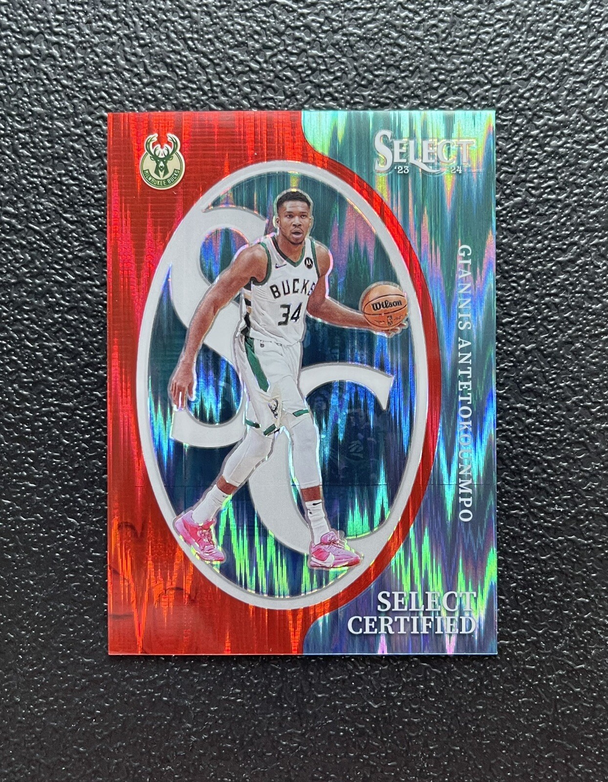2023-24 Select GIANNIS ANTETOKOUNMPO Select Certified Red Flash Prizm #’d /99