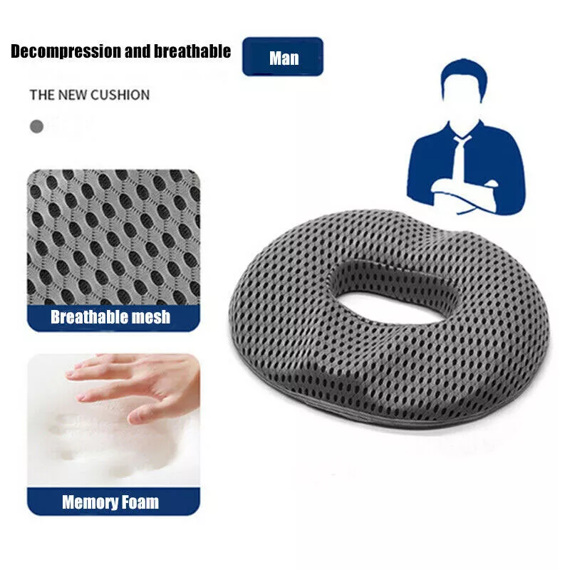 Memory Foam Donut Seat Cushion Pillow For Tailbone Sciatica and Hip Pain Press